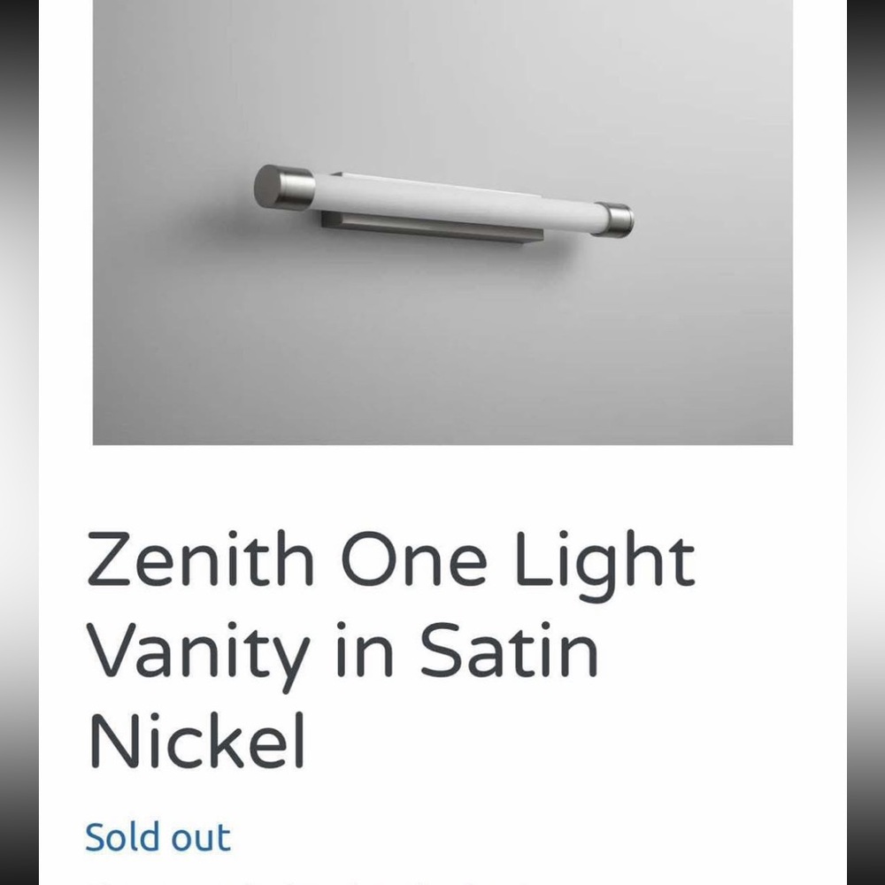 Zenith one light vanity in satin nickel
